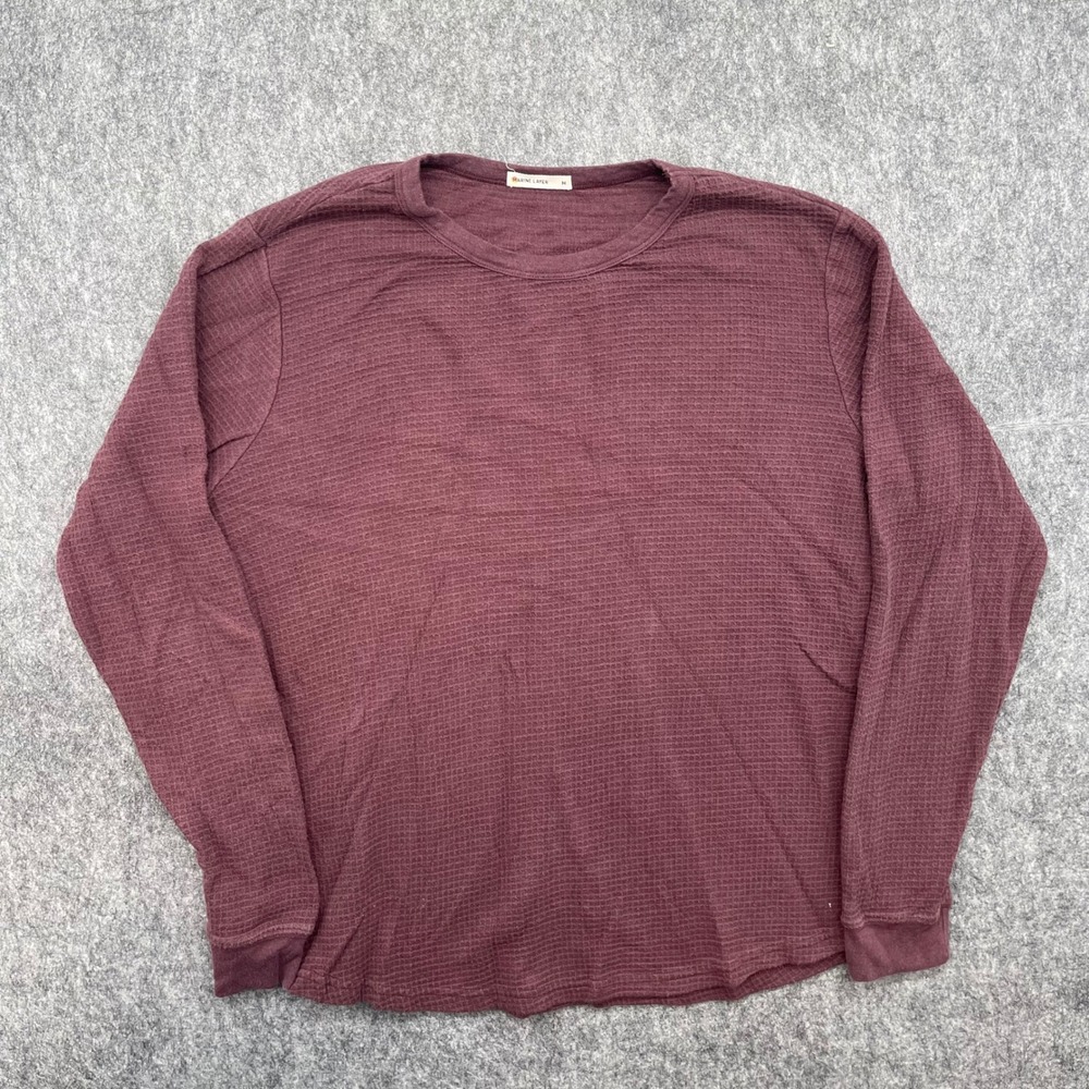 Marine Layer Shirt Mens Medium Red Waffle Knit Long Sleeve Crew Neck